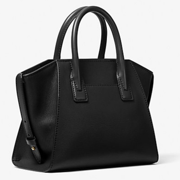 Michael Kors Avril Small Leather Top-Zip Satchel Crossbody Black - Picture 4 of 10